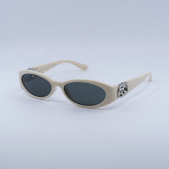 🕶️ New Gucci GG1660S 004 Sunglasses - Shiny Ivory Frame Grey Lenses